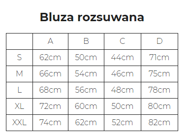 rozmiary-bluza z zamkiem